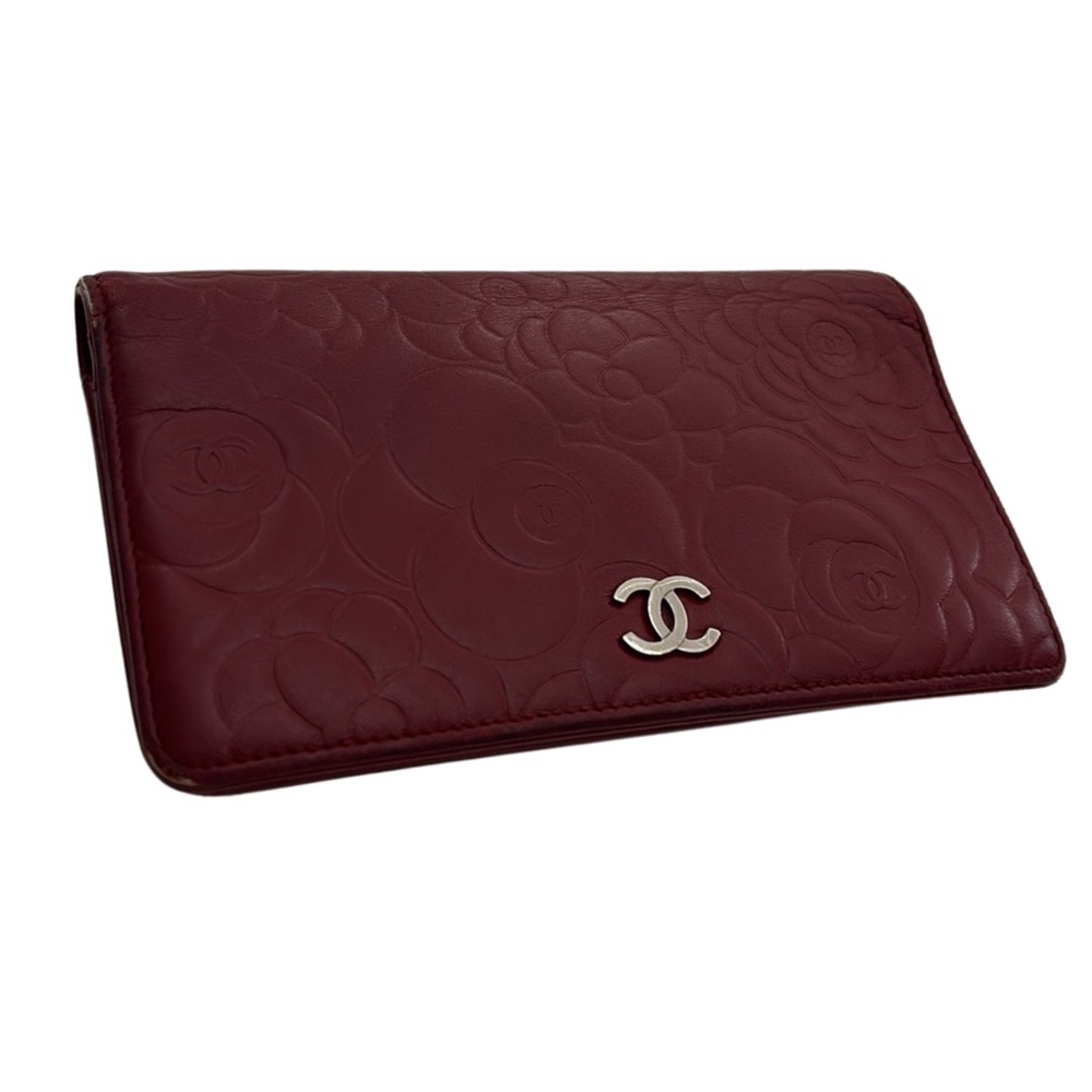 CHANEL Red Embossed Wallet